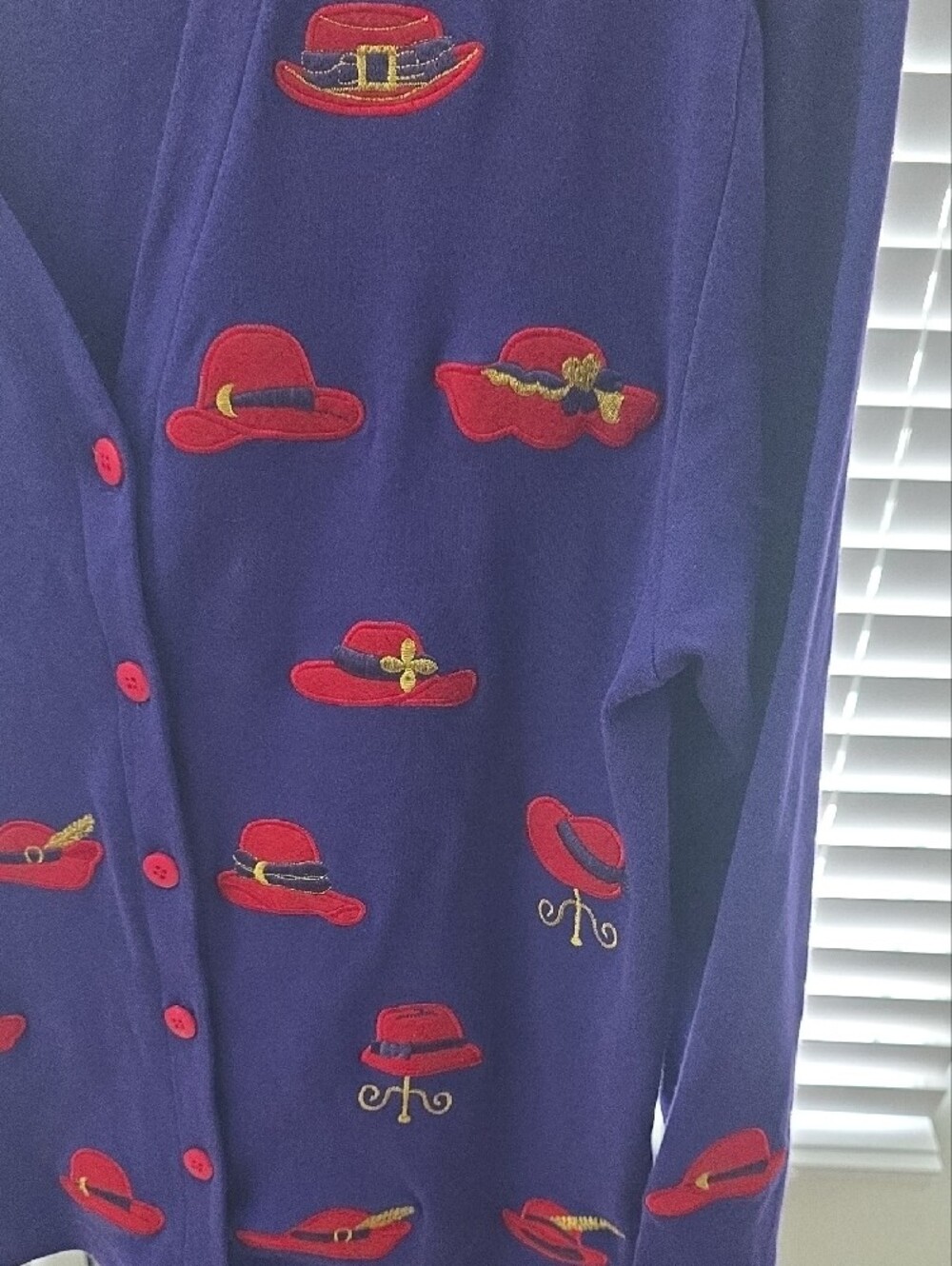 Vintage Bobbie C Novelty Purple Button-Front Cardigan Sweater XL - Picture 7 of 8